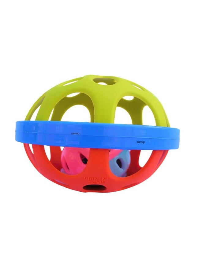 Samip Baby Teether Ball Biggii Ball Colourful Soft Ball Rattle Toy Sensory Teething Toys for Babies 3-12 Month Bath Toy Non-Toxic (Multicolour) - Image 5